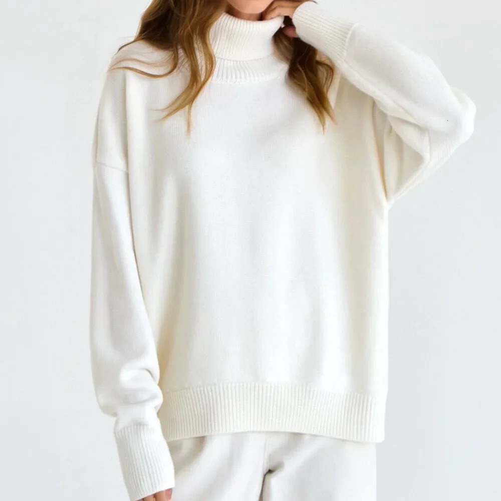 Autumn Winter Casual Fleece Thickened Warm Sweater Womens Turtleneck Solid Knitting Pullovers Rollneck Slim Fit Top 260306