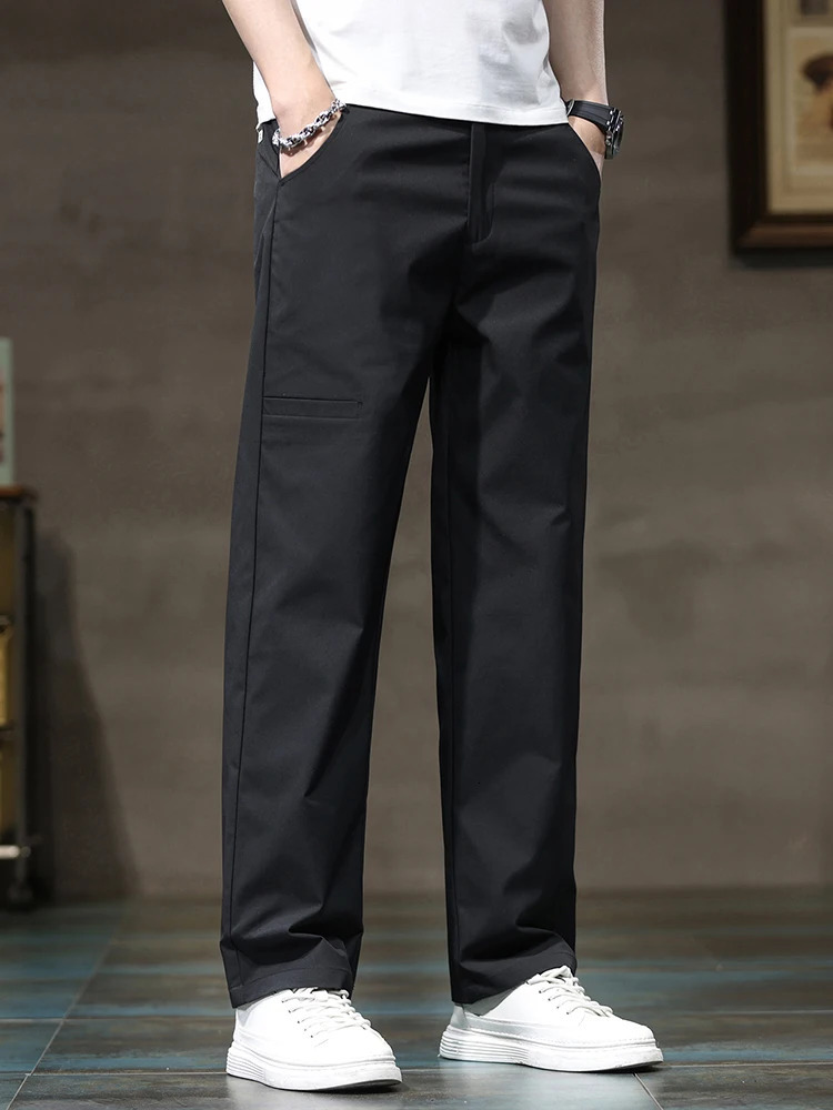 Spring Summer Thin Mens Fashion Casual Pants Loose Straight Ice Silk Quickly Dry Business Trousers Classic Male Clothing Pants 260306
