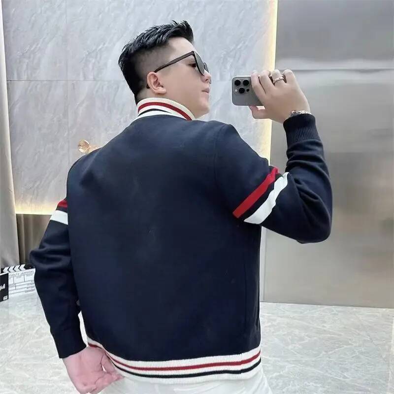 Autumn winter men's standing collar jacket embroidery Coat all-match coat light luxury Long Sleeve Hoodie Jacket