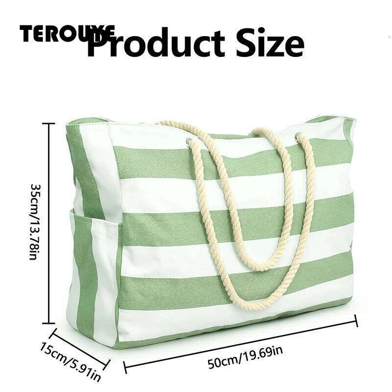 Bohemia Women's Handbag Large Capacity Stripes Tote For Women Foldable Beach Waterproof And Sand Resistant Travel Bag TEROUYE