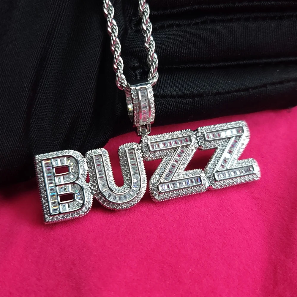 Custom Iced Out Small Name Pendants Personalized Letters Necklace With Tennis Chain Fashion Charm Hip Hop Jewelry For Women 260302