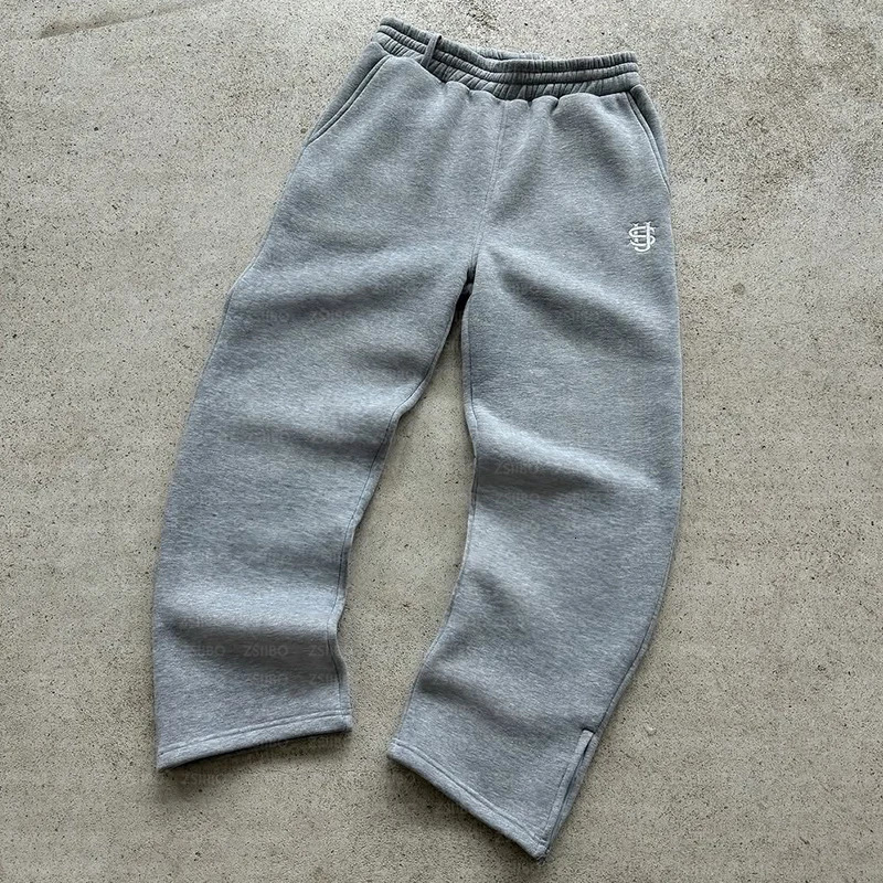 Men Sweatpants Y2k Vintage Loose Straight Pant Straight Pants Leg Zipper Embroidery Hip Hop Harajuku Casual Street Dance Trouser 260303