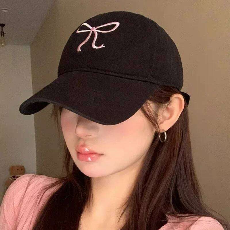 Fashion Sweet Bowknot Embroidery Baseball For Women Solid Color Girl Peaked Cap Outdoor Soft Cotton Snapback Sun Visors Hat Y260304