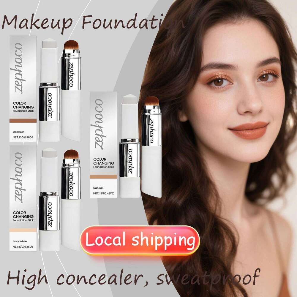 2-in-1 Color Changing Foundation Stick Moisturizing Brightening Matte High Concealer Lightweight Long Lasting Base Makeup 26L0306