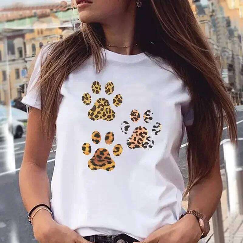 Women T-shirts Love Trend Style Dog Paw Cartoon Animal Pet 90s Summer Graphic Print Female Stylish T Top Shirt Girl Tee T-Shirt XJ260306 XJ260306