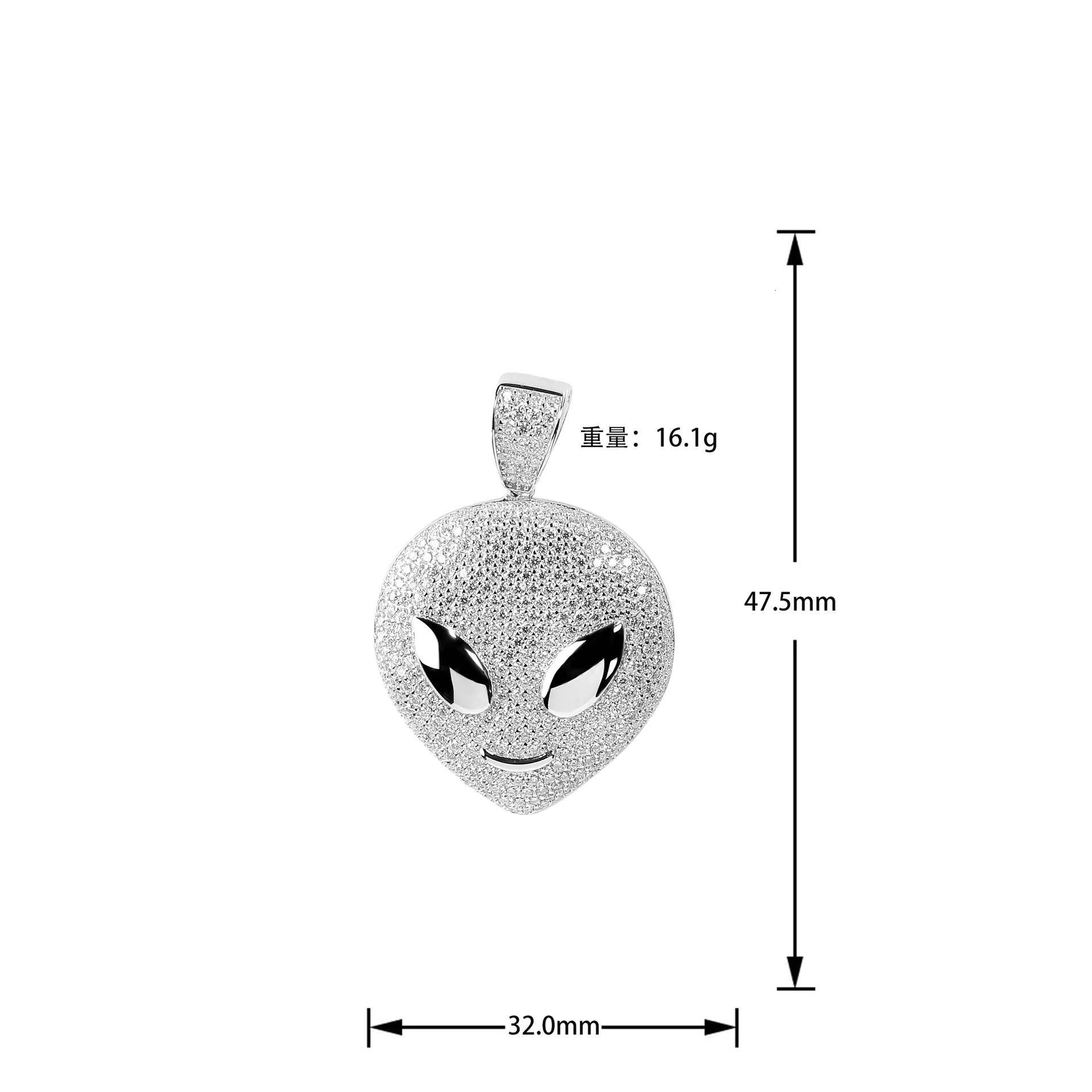 9 S925 Sterling Silver Hip Hop Style Aliens Full Diamond Moissanite Pendants for Women Man
