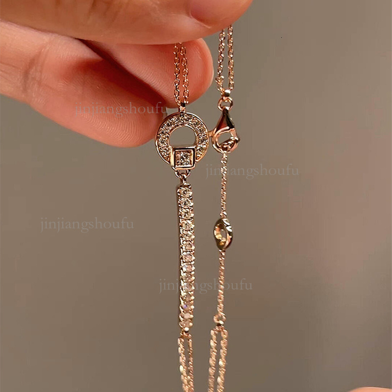 2026 Designer Sparkling Zircon Splicing Bracelet Luxury Fashion Brand Women's Jewelry S925 Pure Silver One Line Diamond Double Layer Ring Buckle 