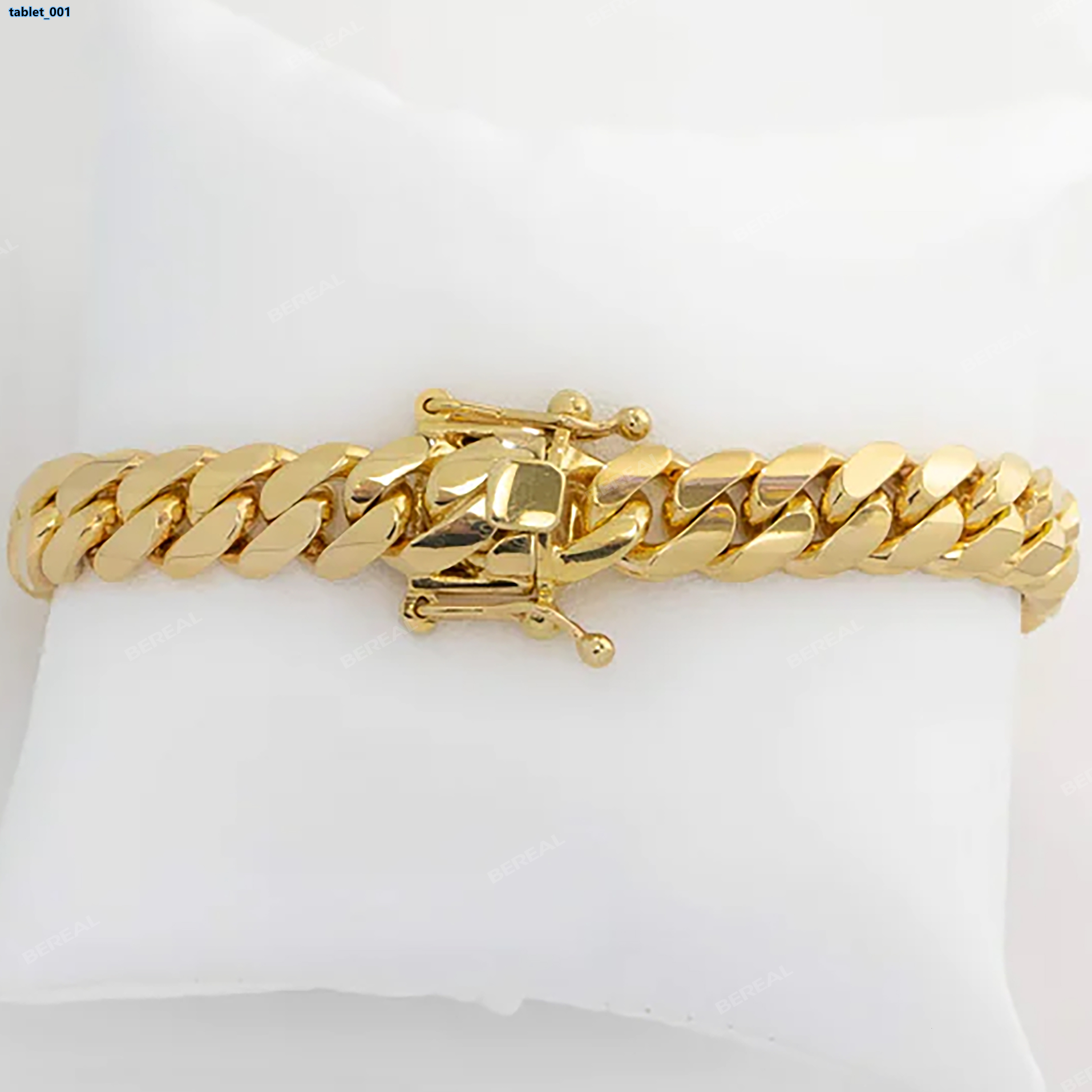 Bold Custom Hip Hop 10K Solid Gold Cuban Chain Bracelet Glittering Iced Out Moissanite Diamonds