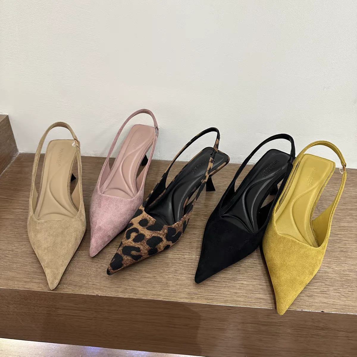 Summer Slip On Leopard Women Sandals Shoes Fashion Pointed Toe High Heel Stripper Party Ladies Sandalias Shoes 260303