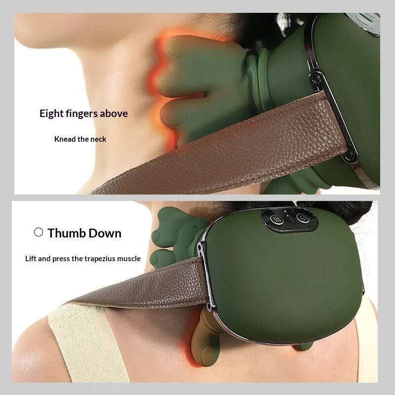 Portable Bionic Finger Neck Shoulder Massager Wireless Cervical Heated Trapezius Kneading Massage Shawl Brushless Motor Version 26Y0307