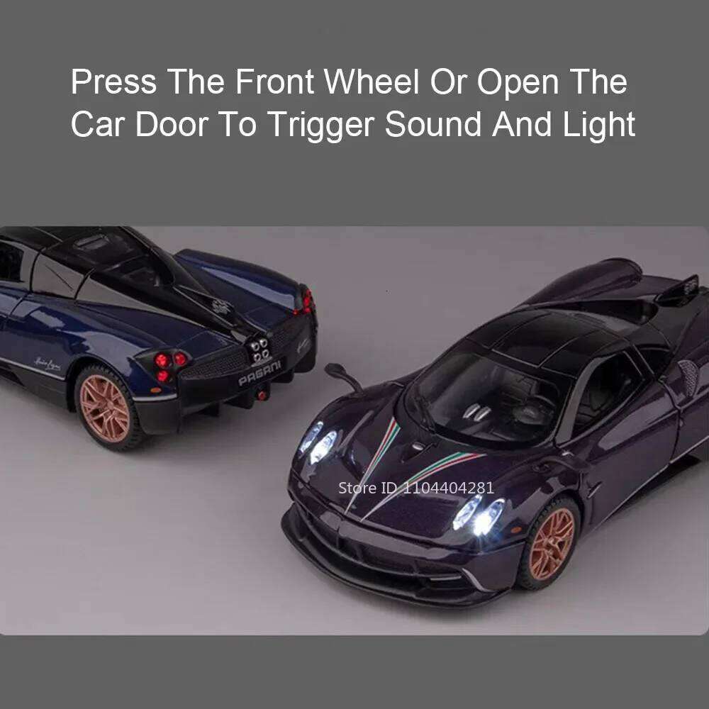 1:32 Pagani Huayra Dinastia BC Alloy Sports Cars Models Diecast Toys Doors Opened Sound Light Pull Back Vehices Children's Gifts Z260306