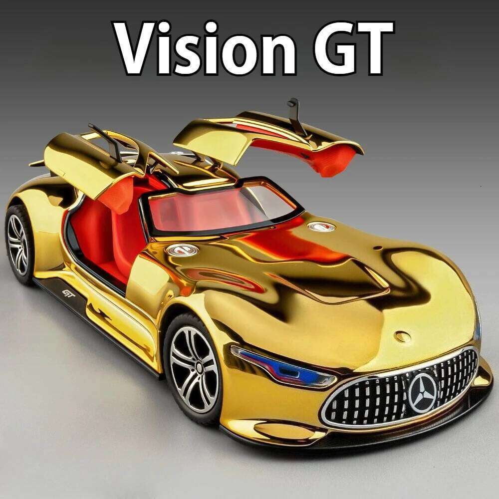 1:24 Vision GT 300SL Sports Car Model Diecast Alloy Toys Sound Light Pull Back Doors Opened Miniature Vehices Toddler Kids Gifts Z260307