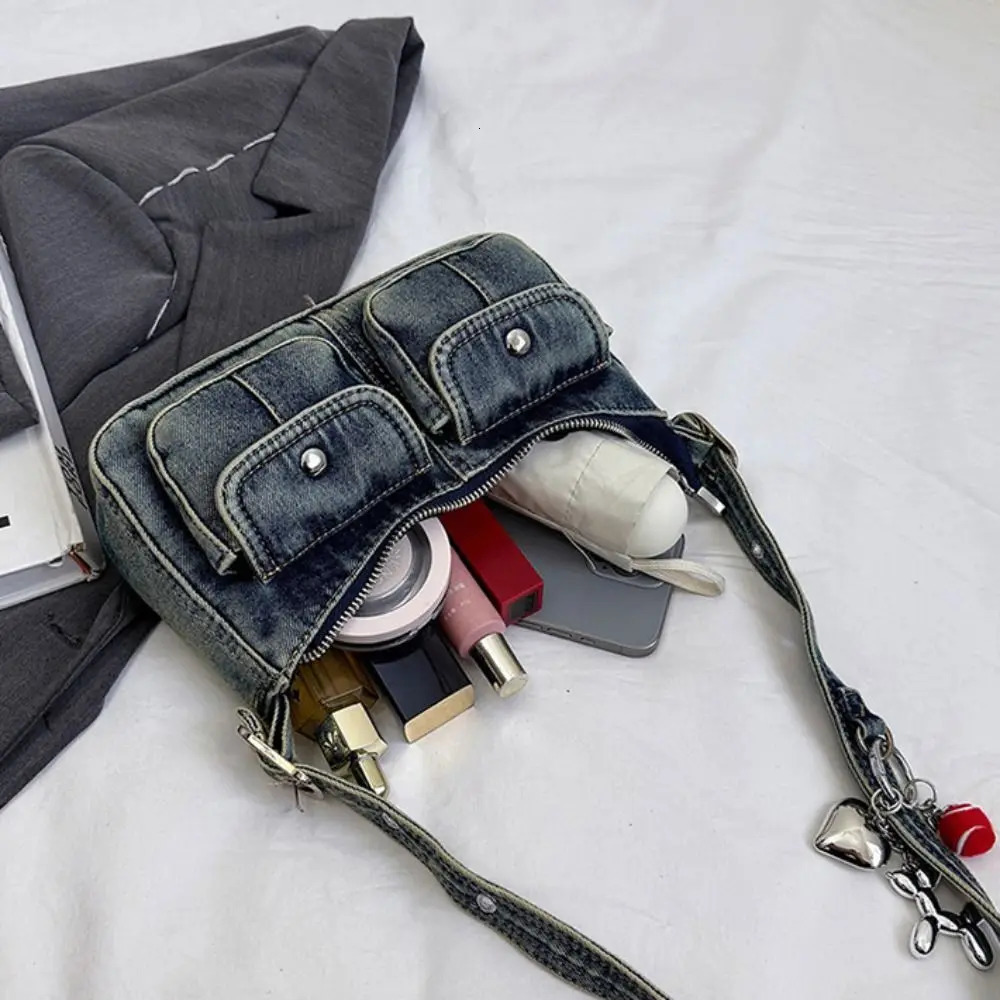 Fashion Handbag Retro Denim Bag Underarm Bag Crossbody Bag Spicy Girl Shoulder Bag Armpit Bag Y2K Cloth bag Shopping 260306
