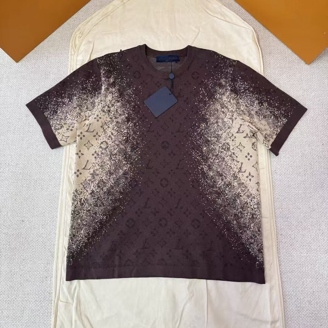 High quality designer t-shirts, fashionable jacquard letter knitted tops, summer casual loose round neck t-shirts, men's t-shirts, polo shirts, 100% cotton t-shirts