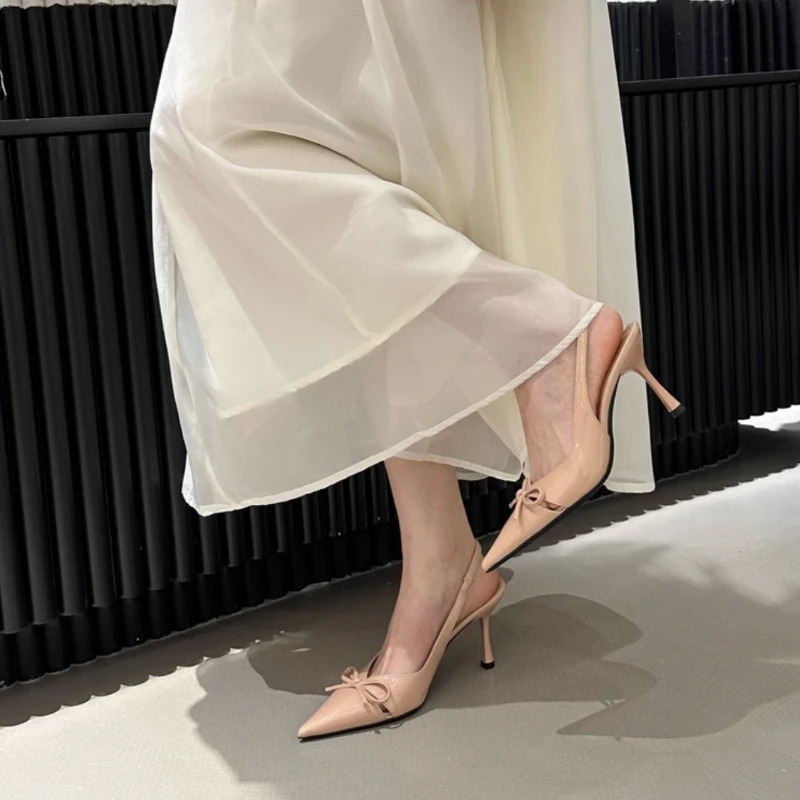 Summer Pointed Toe Women Sandals Fashion Office Singbacks Mules Pumps Shoes Ladies Elegant High Heel Stripper Party Sandalias 260303