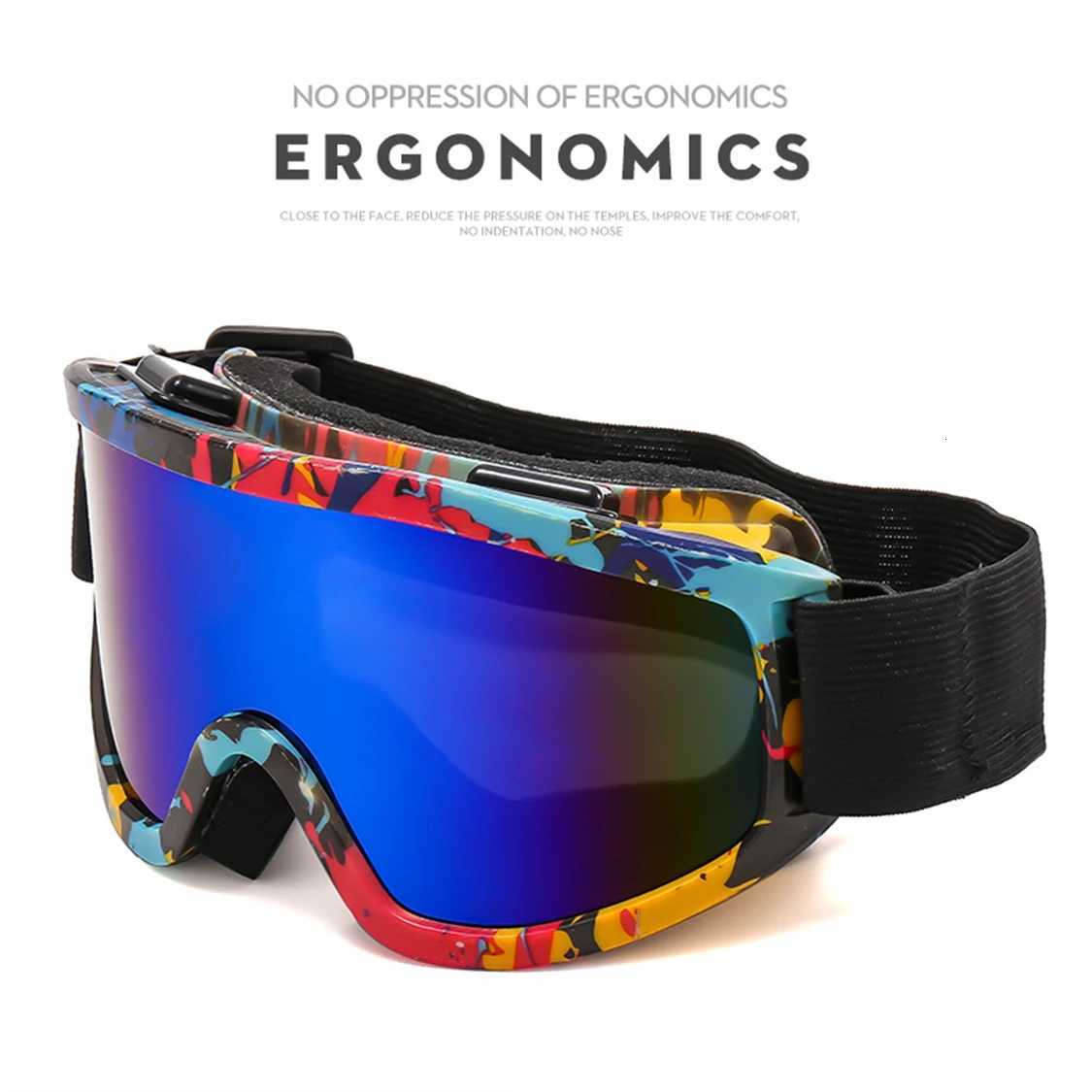 Large frame ski goggles with colored lenses and sponge anti-collision anti-glare lenses Outdoor sports snowboarding and snowboar S260304