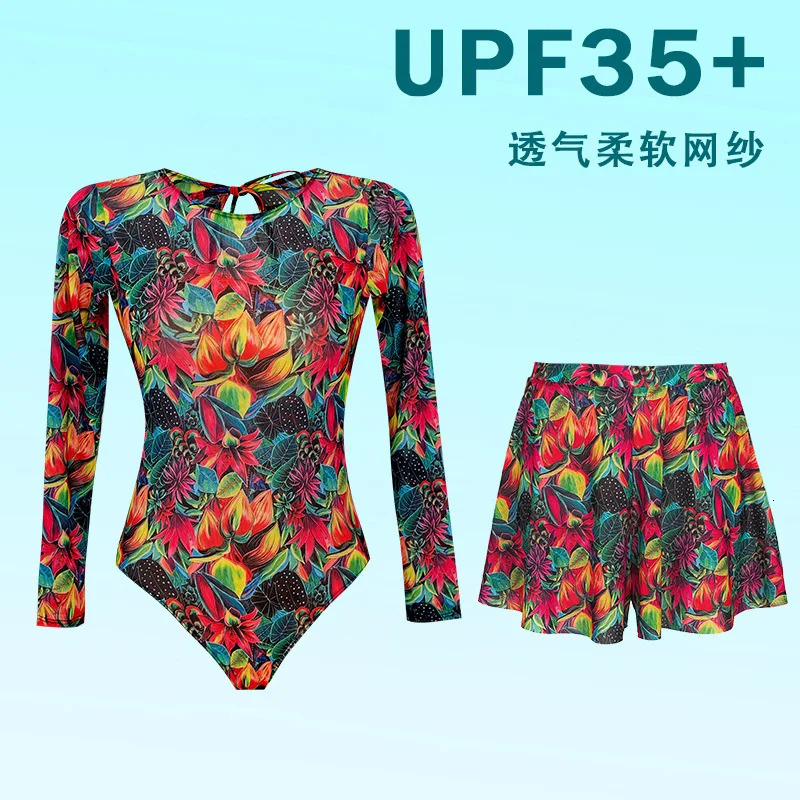2026 Swimwear Women Long Sleeved Sun Protection One Piece Swimsuit Females Sports Bathers Swimming Bodysuit Beach With cover up 260306