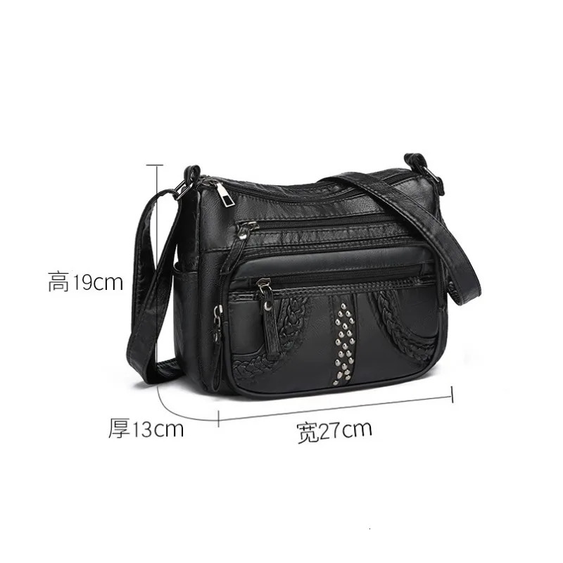 1pcs PU Leather Soft Multi-Pocket Crossbody Bag Large Capacity Minimalist Casual Shoulder Fashionable shoulder bag 260306