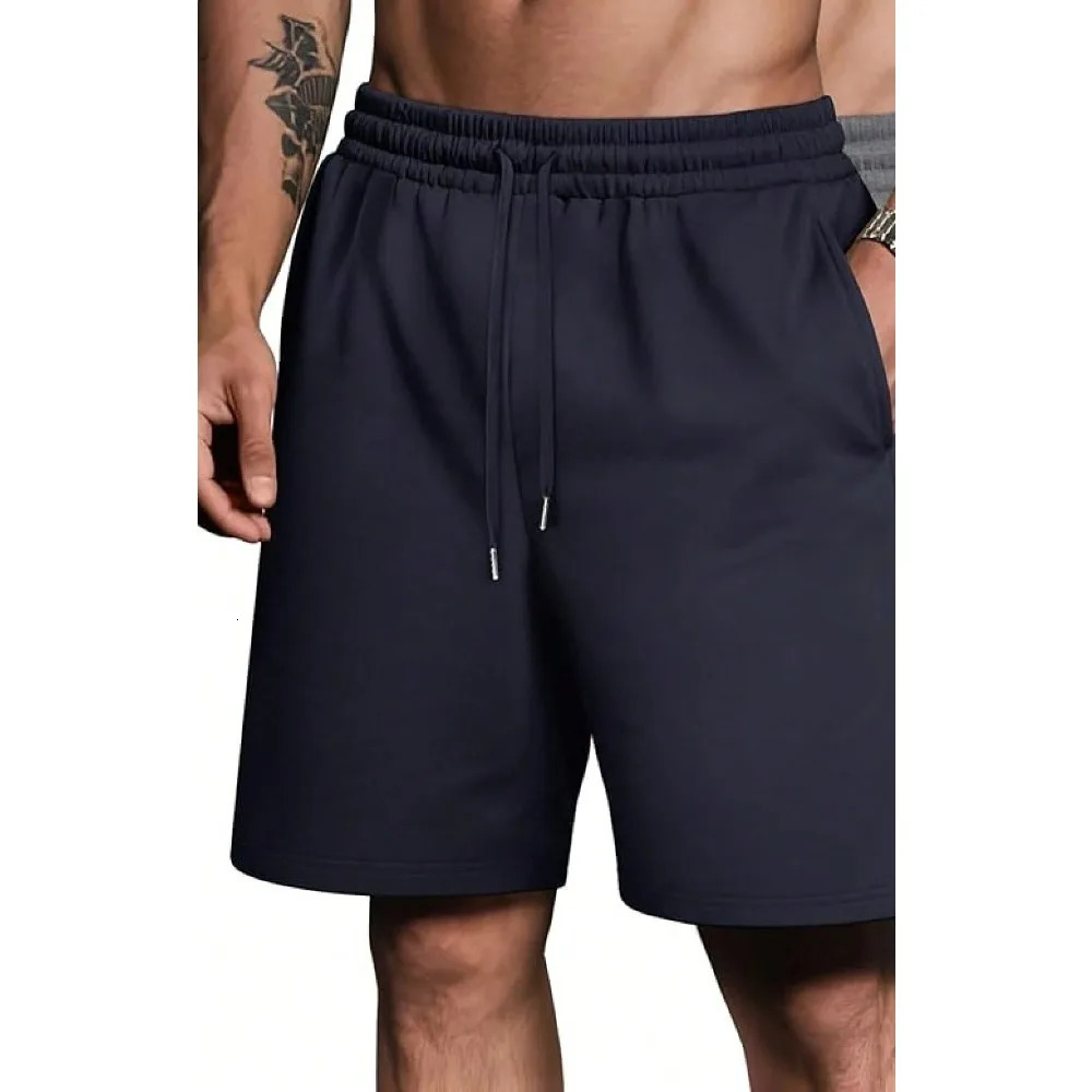 Mens Sports Shorts Cotton Casual High Waist with Pockets Drawstring KneeLength Quality 260306