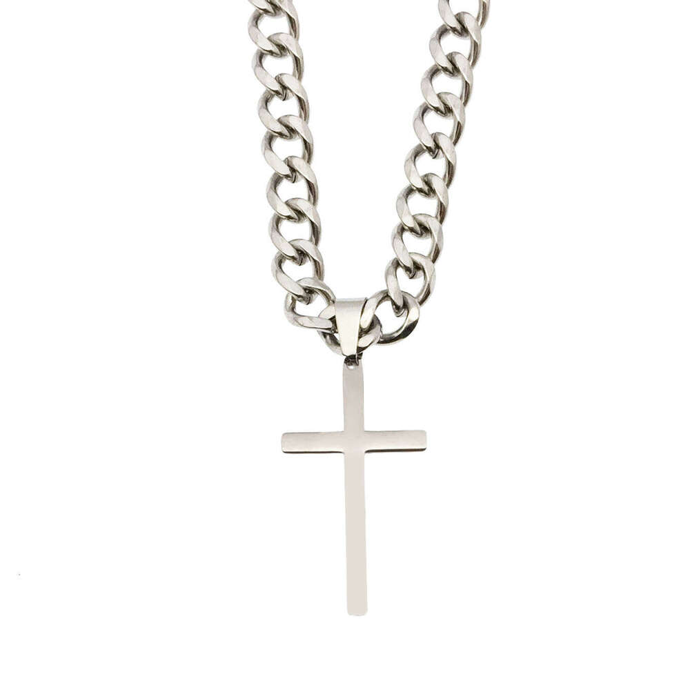 Minimalist Cross Titanium Steel Unisex Hip Hop Cuban Chain Personalized Pendant Necklace High-Quality Item for Dropshipping