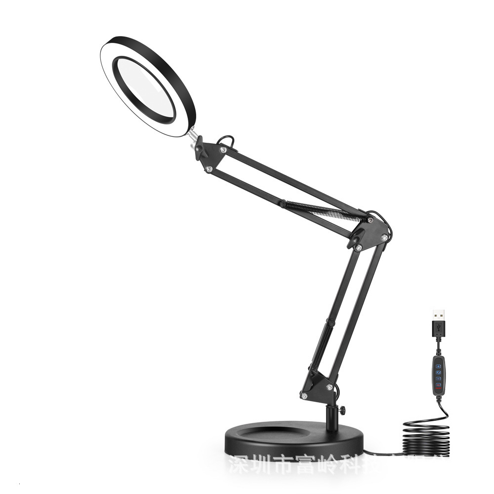Free Shipping Long-Arm Foldable Desktop Magnifying Glass Lamp Welding, Repairs, Jewelry Appraisal, Beauty, Manicure, And Reading For The Elderly