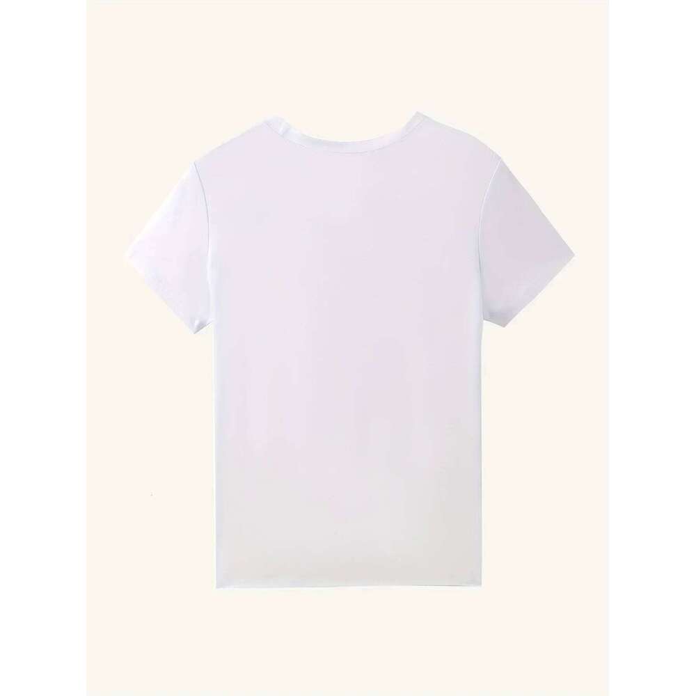 Mother's Day Gift for Moms - Women's Casual Short Sleeve T-Shirt with Cute Cat Mom Cartoon Print White & Black Graphic XJ260306 XJ260306