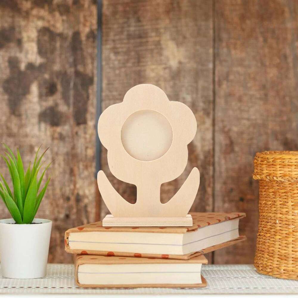 5 PCS Prop Decoration Desktop Photo Frame Home Manual Painting Wooden Picture Holder H260306