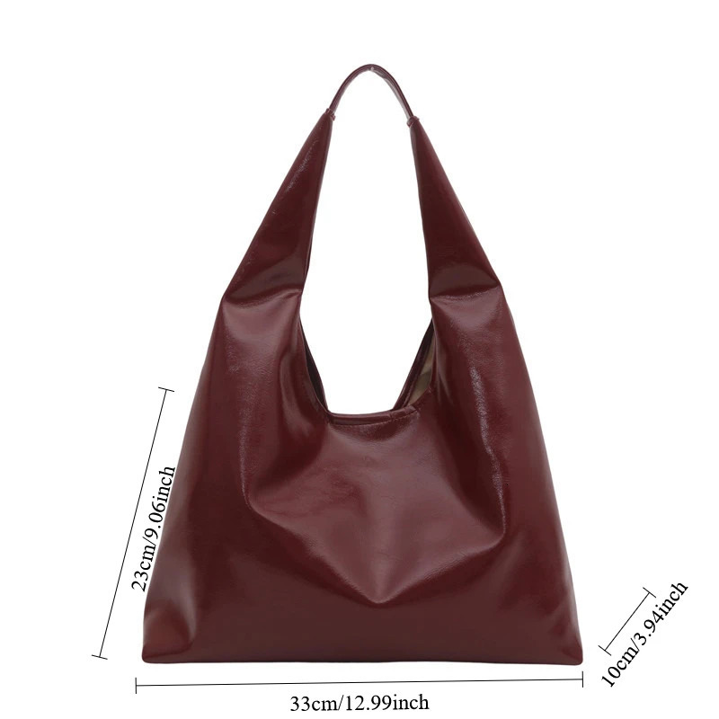 Large Capacity PU Leather Hobo Retro Red Bags Autumn Winter Shoulder Bag for Women Trend Y2K Handbags and Purses Tote 260228