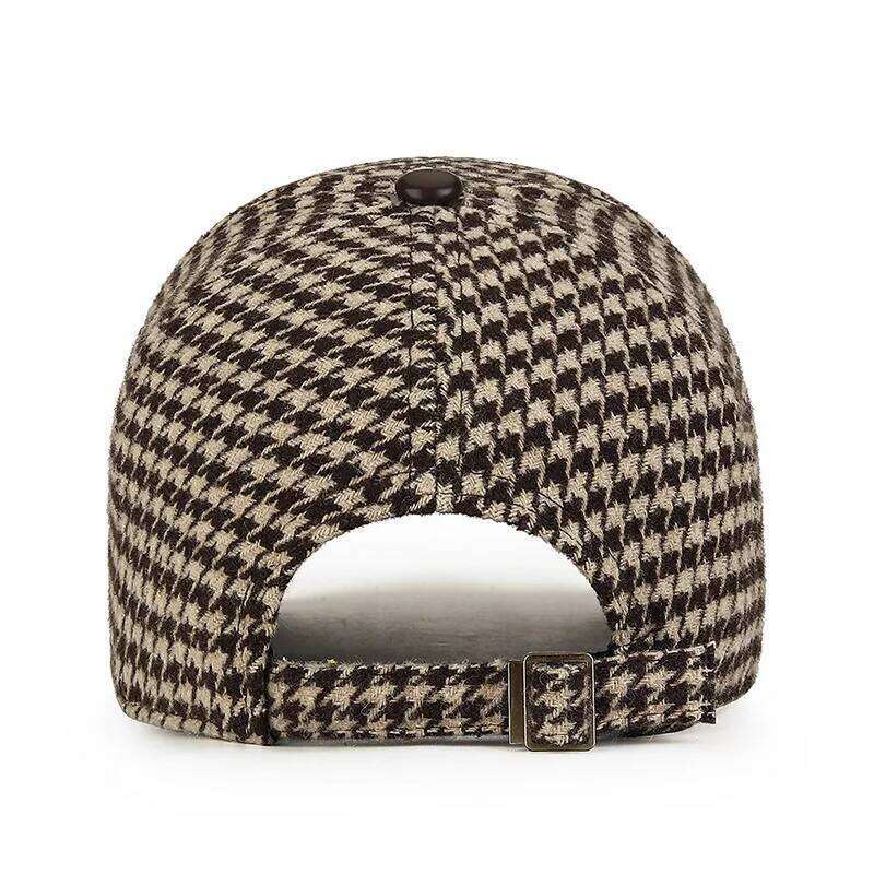 Houndstooth M Logo Baseball Korean Version Women'S Hat Versatile Duckbill Cap Y260304