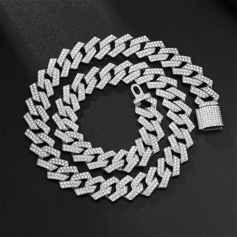 Cuban Chain 15mm Fashionable High-Quality Full-Diamond Necklace Hip-hop Jewelry Wholesale from Factory
