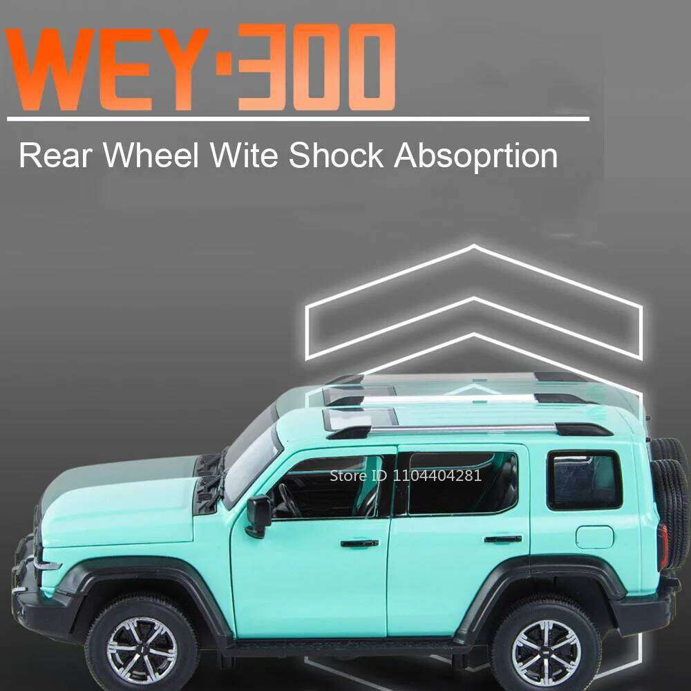 1:24 Tank 300 500 Car Diecast Alloy Model Toys Doors Opened with Sound Light Pull Back Miniature Vehices Children Festival Gifts Z260306