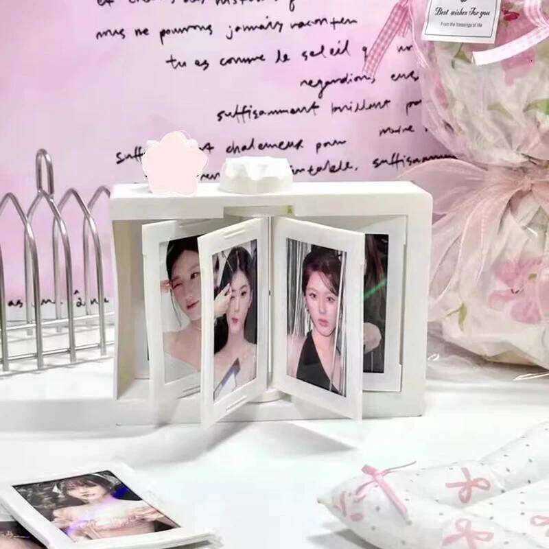Rotatable Photo Kpop Photocard Holder Idol Picture Frame Display Stand Desk Accessorie Room Desktop Decor Marco De Fotos H260306