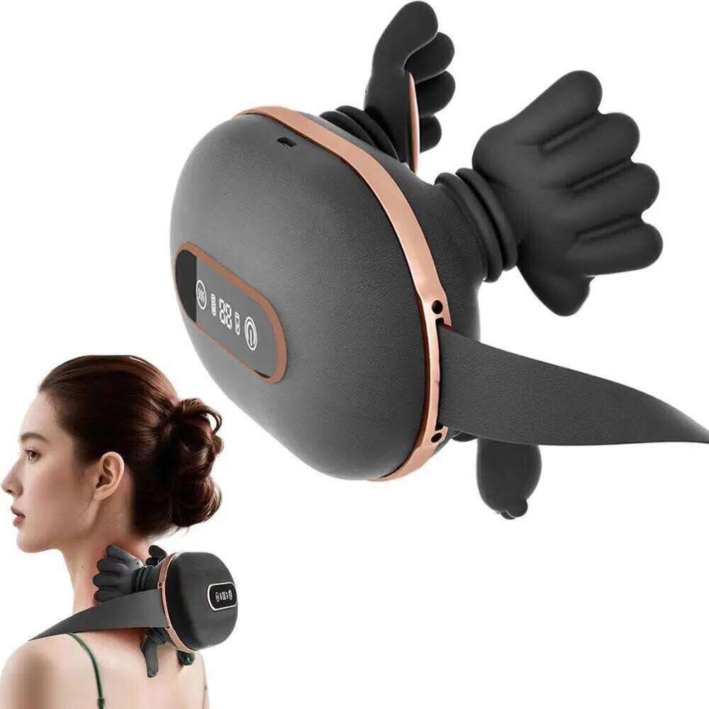 4D Kneading Neck Massager with Real Hand Feel Heated Compression 3 Levels Intensity Cordless for Home and Office Use 26Y0307