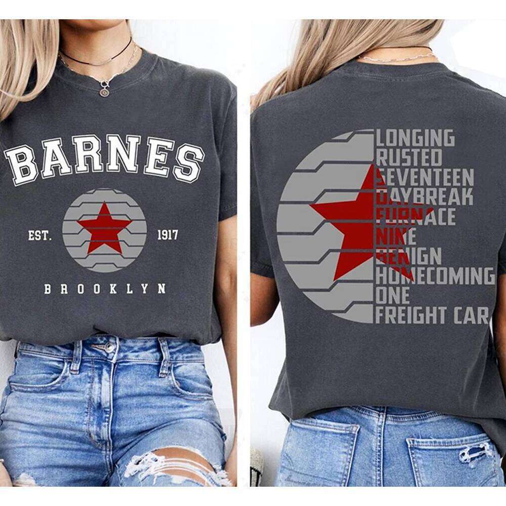 Vintage Bucky Barnes 1917 T-Shirt Winter Soldier Shirt Trendy Front and Back Printed Graphic T Shirts Unisex Short Sleeves Top XJ260306