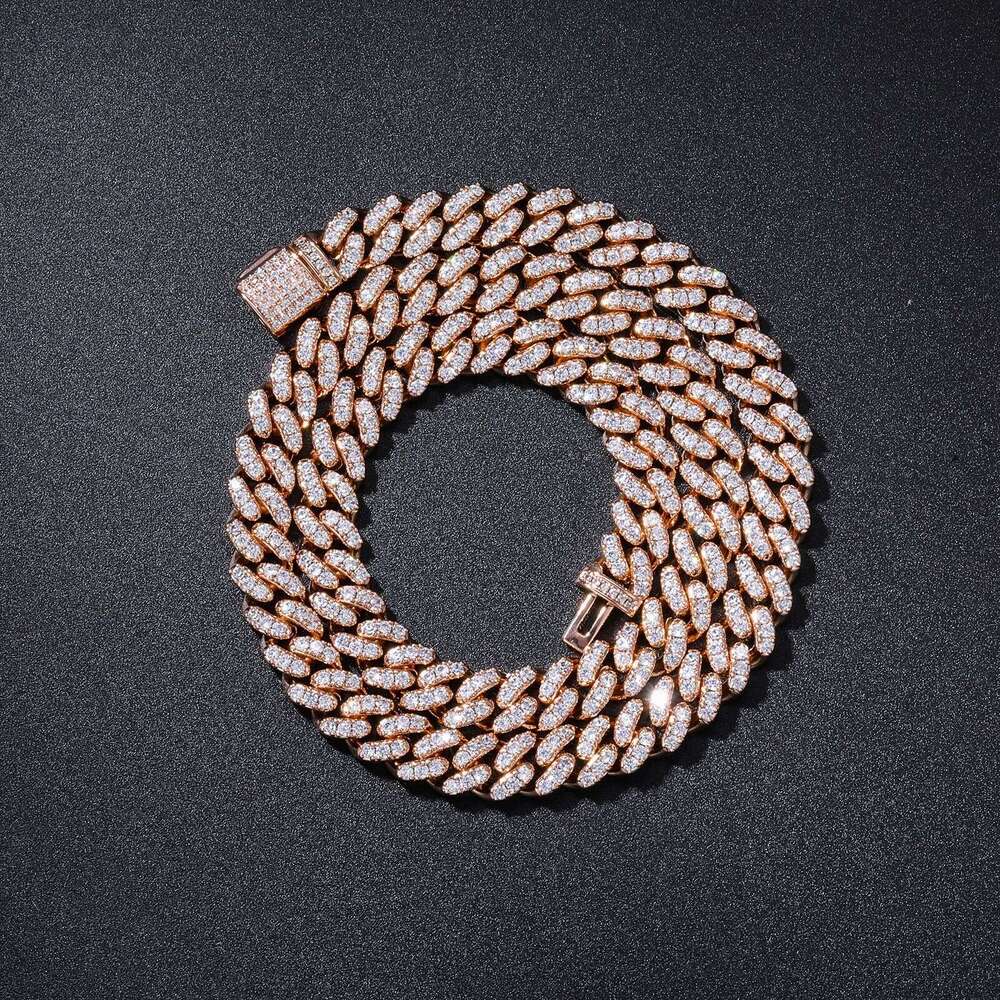 8mm Single Row Zircon Cuban Chain European American Cross-Border Hot Selling Hip-Hop Necklace Jewelry Wholesale for Men and Women