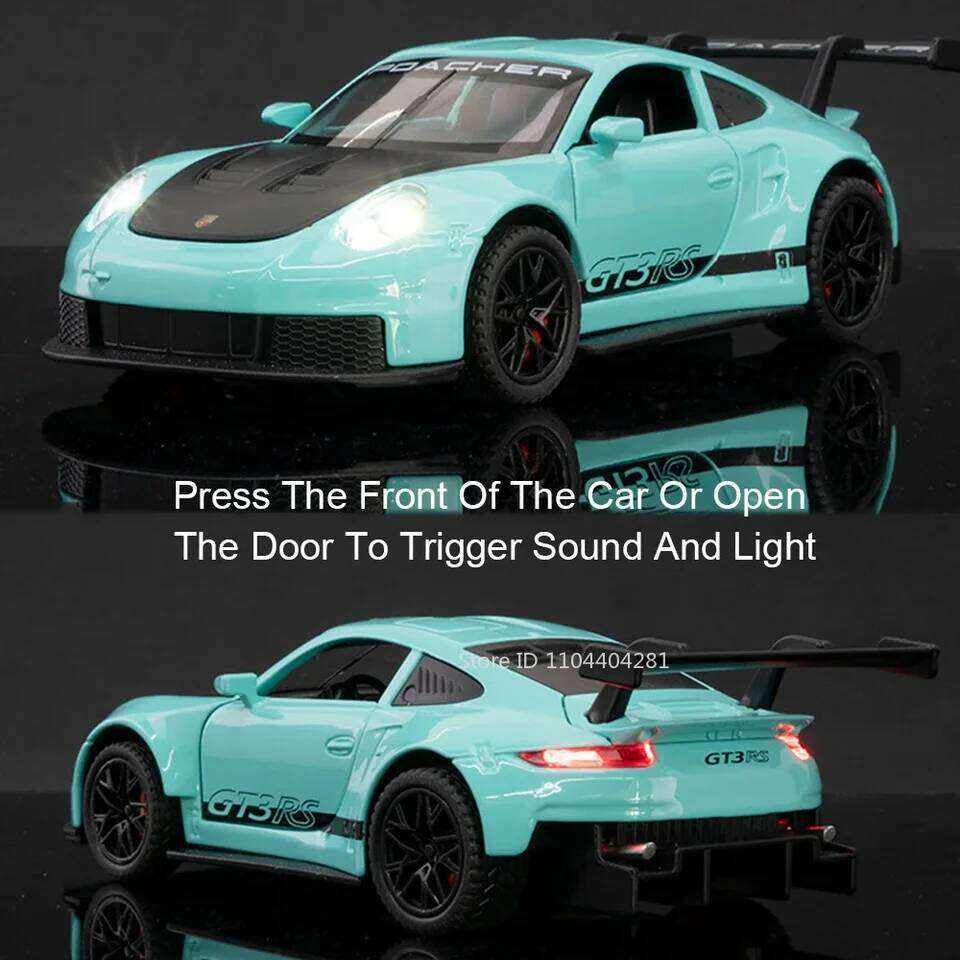 1:32 911 GT3RS Panamera Alloy Miniature Model Toys Diecast Doors Opened Sound Light Rubber Tires Vehices for Boy's Birthday Gift Z260306