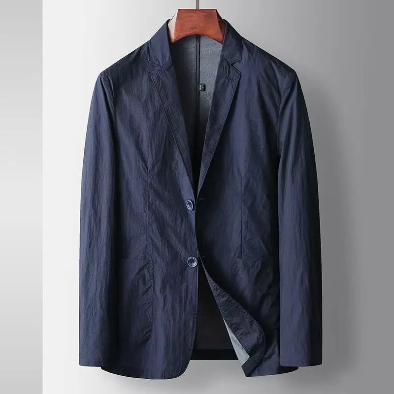 SpringSummer Mens Light Business Leisure Suit Coat Solid Color Thin Ice Silk Cool Sunscreen Suit Coat 260306