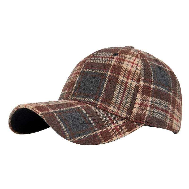Hats Men Women New Classic Plaid Baseball for Autumn and Winter Hard-Brimmed Face-Slimming Duckbill Cap Sun Hat Y260304