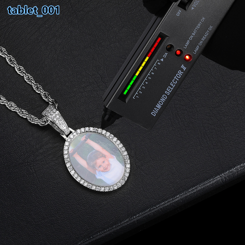 Hip-Hop S925 Silver Moissanite Commemorative Oval Photo Pendant Trend Fashion Jewelry Accessories