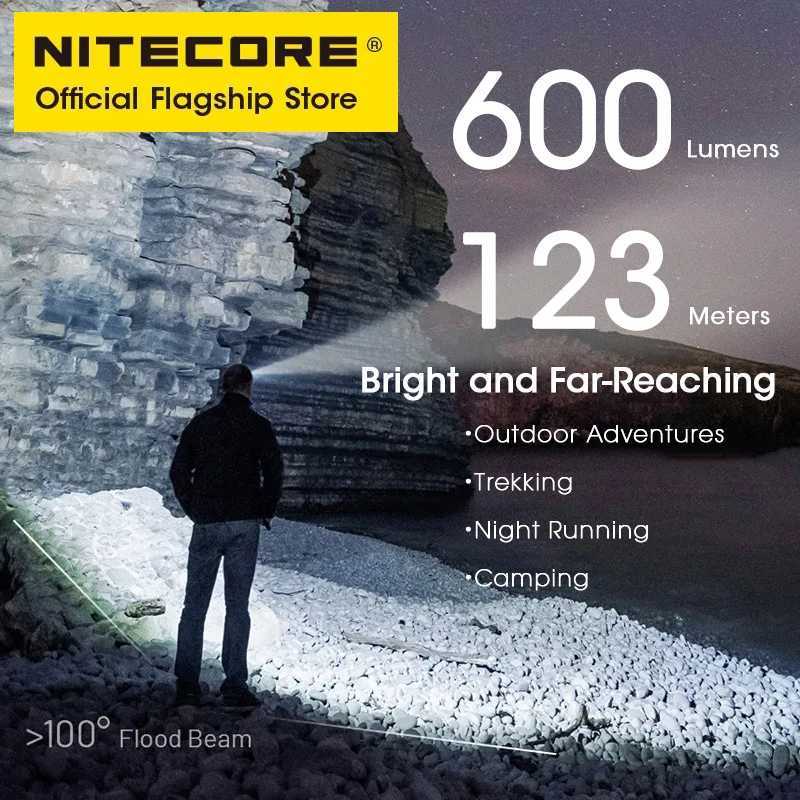 NITECORE NU27 56g Trail Running Headlight Lightweight Warm Light Neutral/Cool White Light LED Headlamp 600 Lumens USB-C Recharge H260307