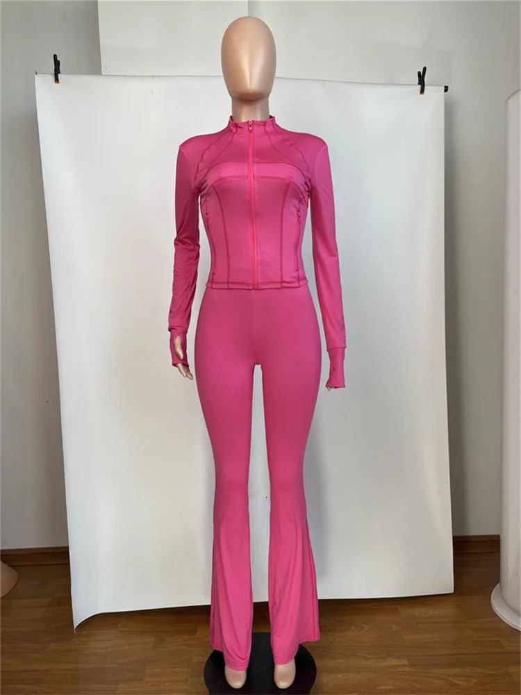 Weird Puss Sporty Casual 2 Piece Set Women Hooded Zipper Turtleneck JacketSkinny Straight Pants Matching Trend Workout Suit 260306