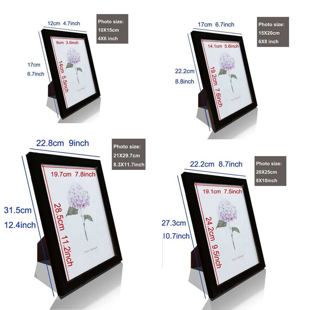 5Pcs Wooden Photo Frames Picture Wall 10X15 15X20 20X25 A4 Frame Stand For Pictures Certificate Commemorative Gift H260306