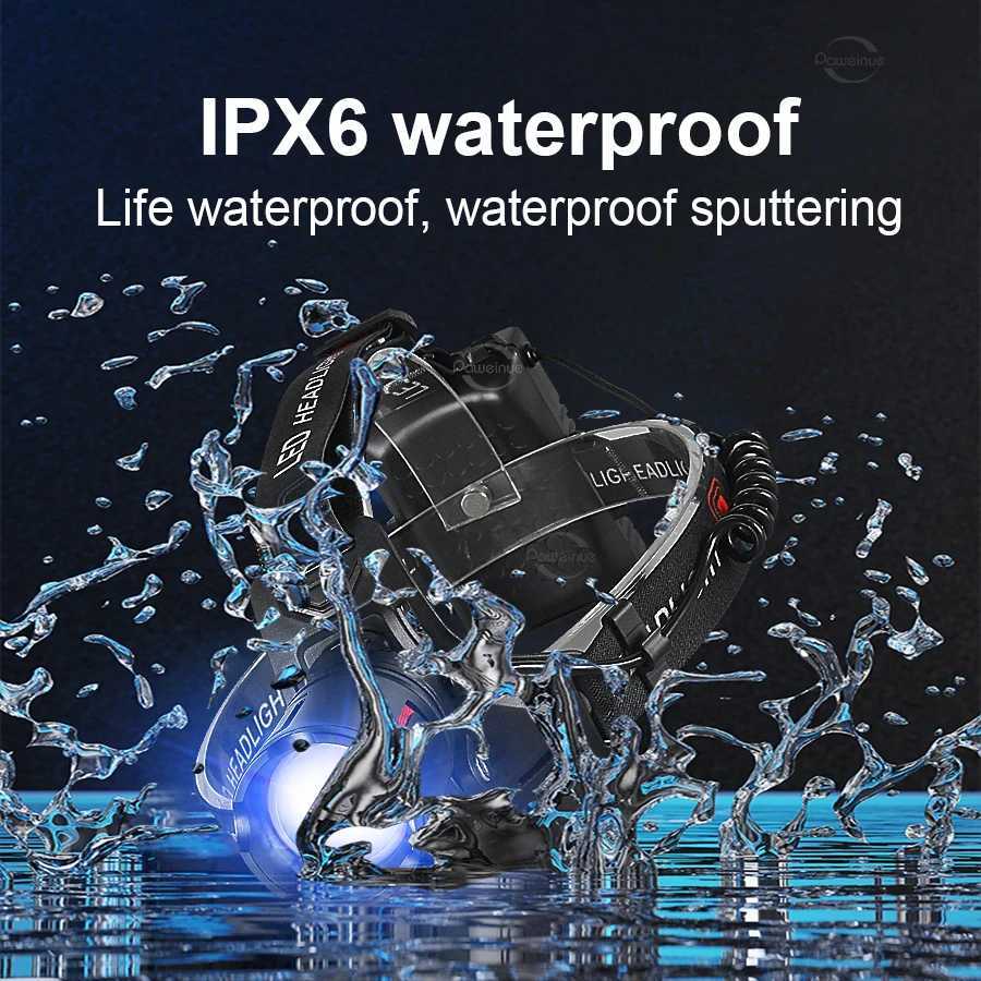 890000000LM Super Bright LED Headlamp Rechargeable Lamp Long Range 6000M Head Flashlight Outdoor Fishing Lantern LED Work Light H260307