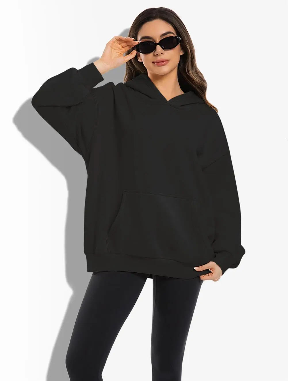 Womens Cotton Hoodie Loose Fit Autumn Winter Warmth Casual Streetwear More Amor Por Favor Text Print with Leopard Pattern 260228