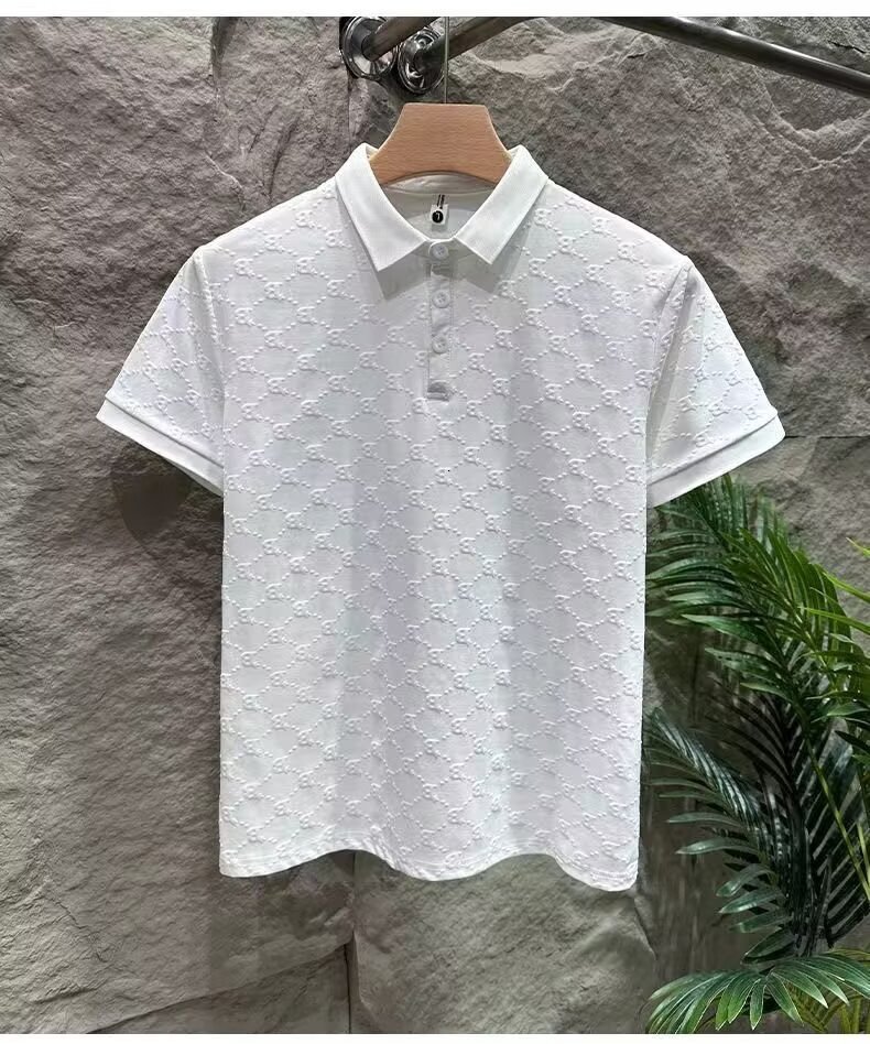 Luxury Brand Designer Clothes 2025 Summer New Fashion Slim Fit Short Sleeve Polo Shirt Men's Light Luxury High-End Turn-Down Collar Half Sleeve T
