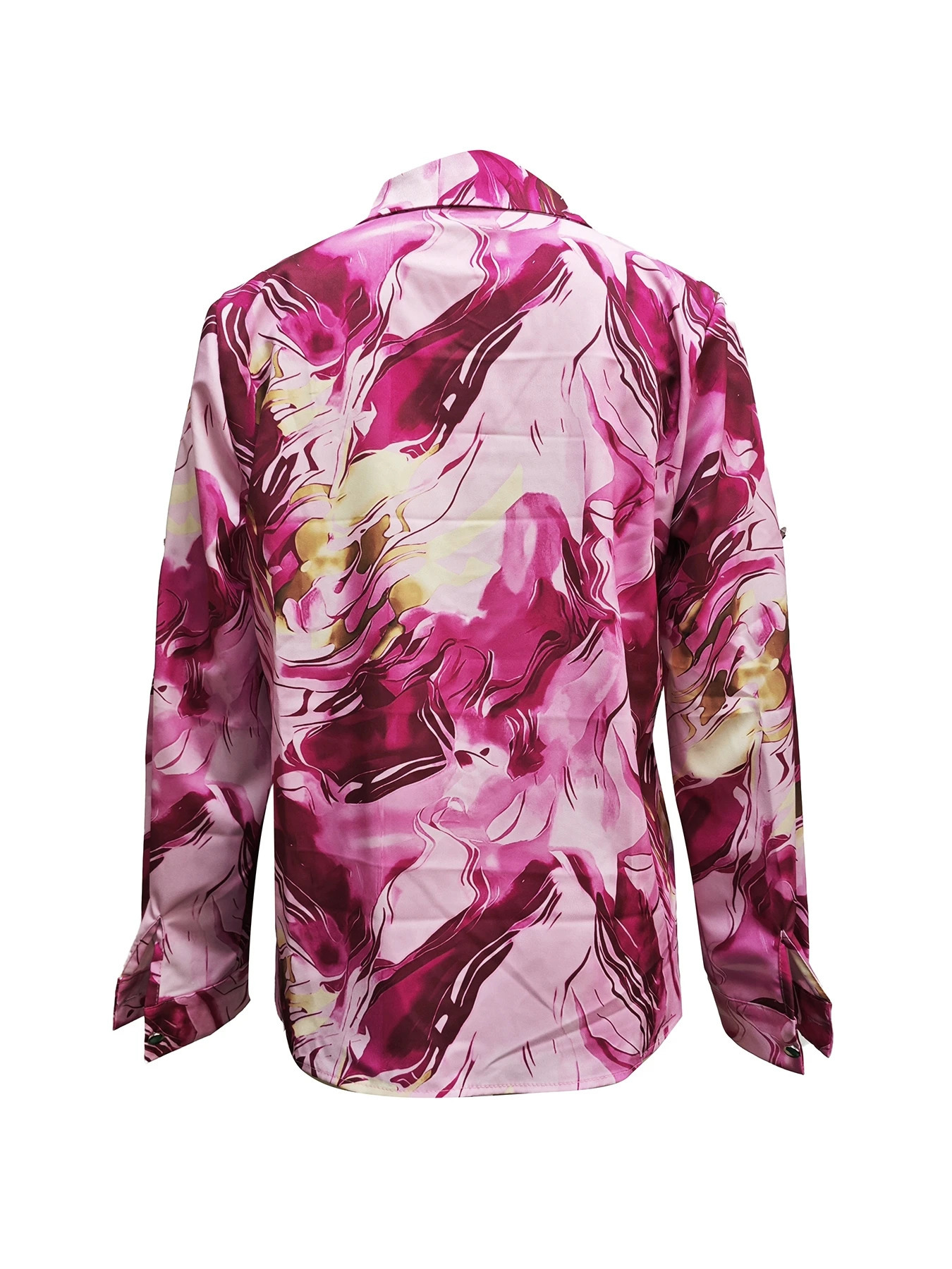 Women Print VNeck Button Long Sleeve Shirt Loose Casual Holiday Tops Blouse 260228