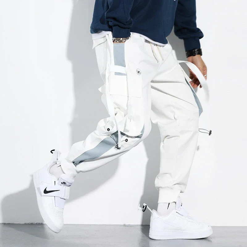 Mens Letter Flap Pocket Drawstring Cargo Pants Casual All-match Loose pantalon cargo homme Classic Fit Elastic work Trousers 260305