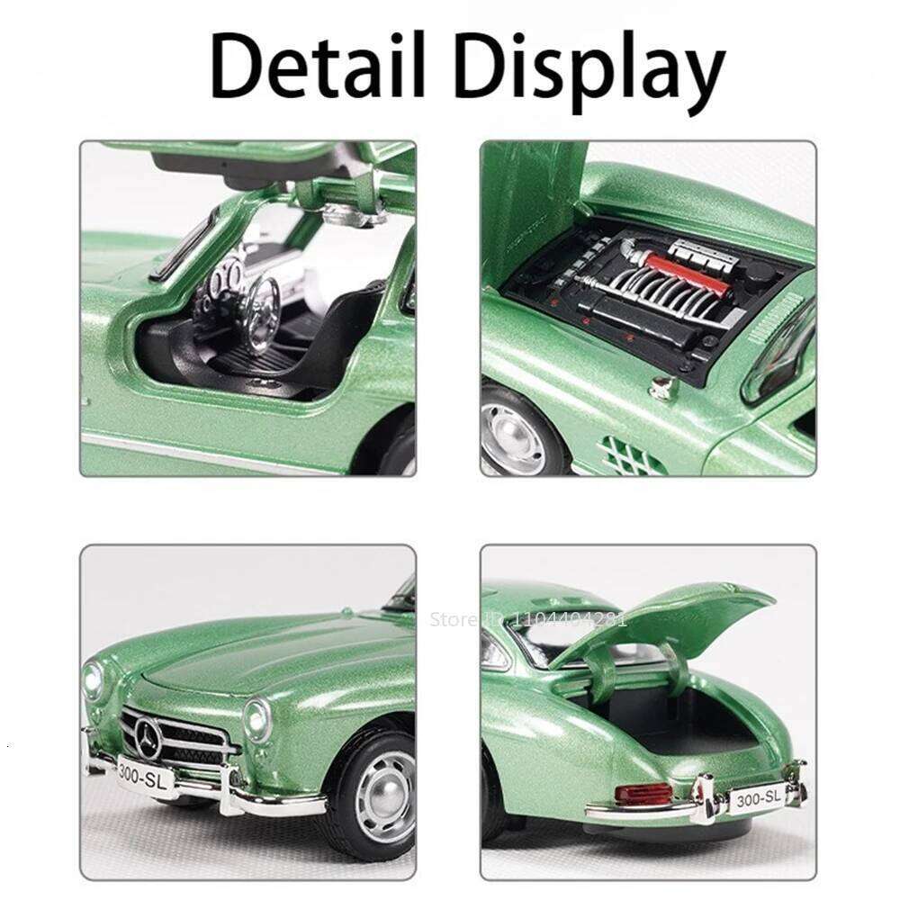 1:32 300SL Alloy Model Diecast Toys Car Sound Light Doors Opened Wheel Pull Back Miniature Cars for Boys Birthday Gift Z260306