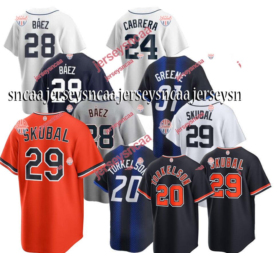 Tarik Skubal Baseball Jersey Gleyber Torres Riley Greene Javier Baez Spencer Torkelson Miguel Cabrera Al Kaline Zach McKinstry Kerry Carpenter Sweeney Dingler