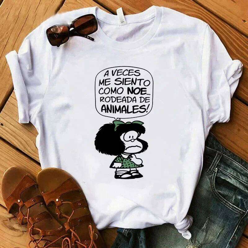 PAZ Mafalda or QUIERO Cafe Printed Women New Harajuku Female T-shirts Clothing Camisas Mujer Girls Top Tee XJ260306 XJ260306